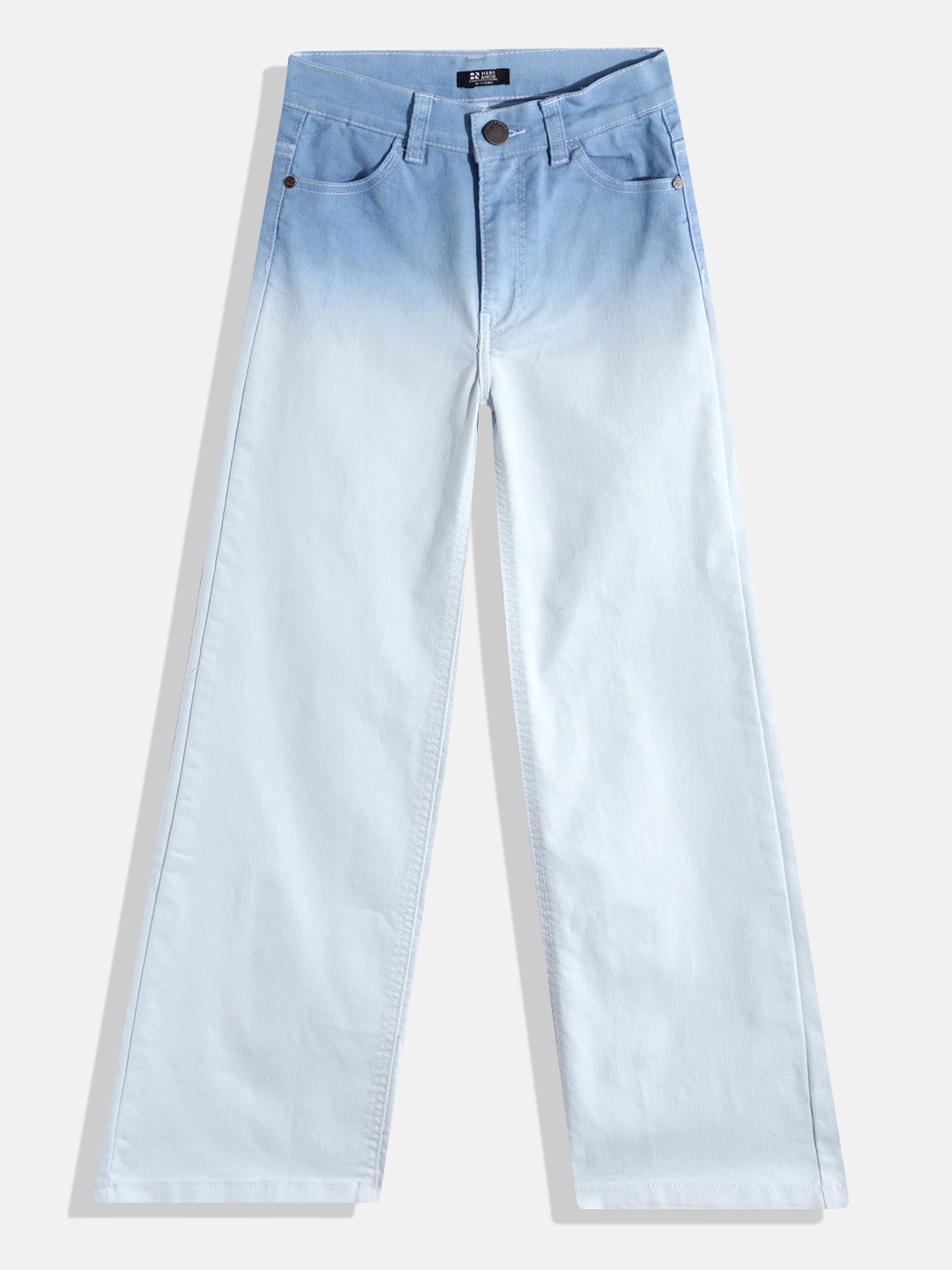 

HERE&NOW Girls Flared Heavy Fade Ombre Stretchable Jeans, Blue