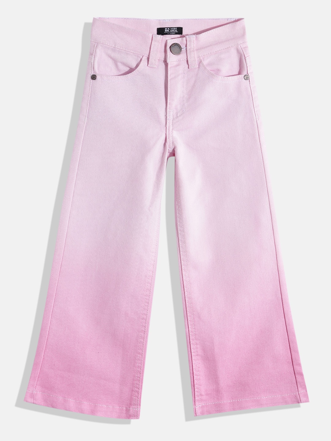 

HERE&NOW Girls Flared Light Fade Ombre Stretchable Jeans, Pink