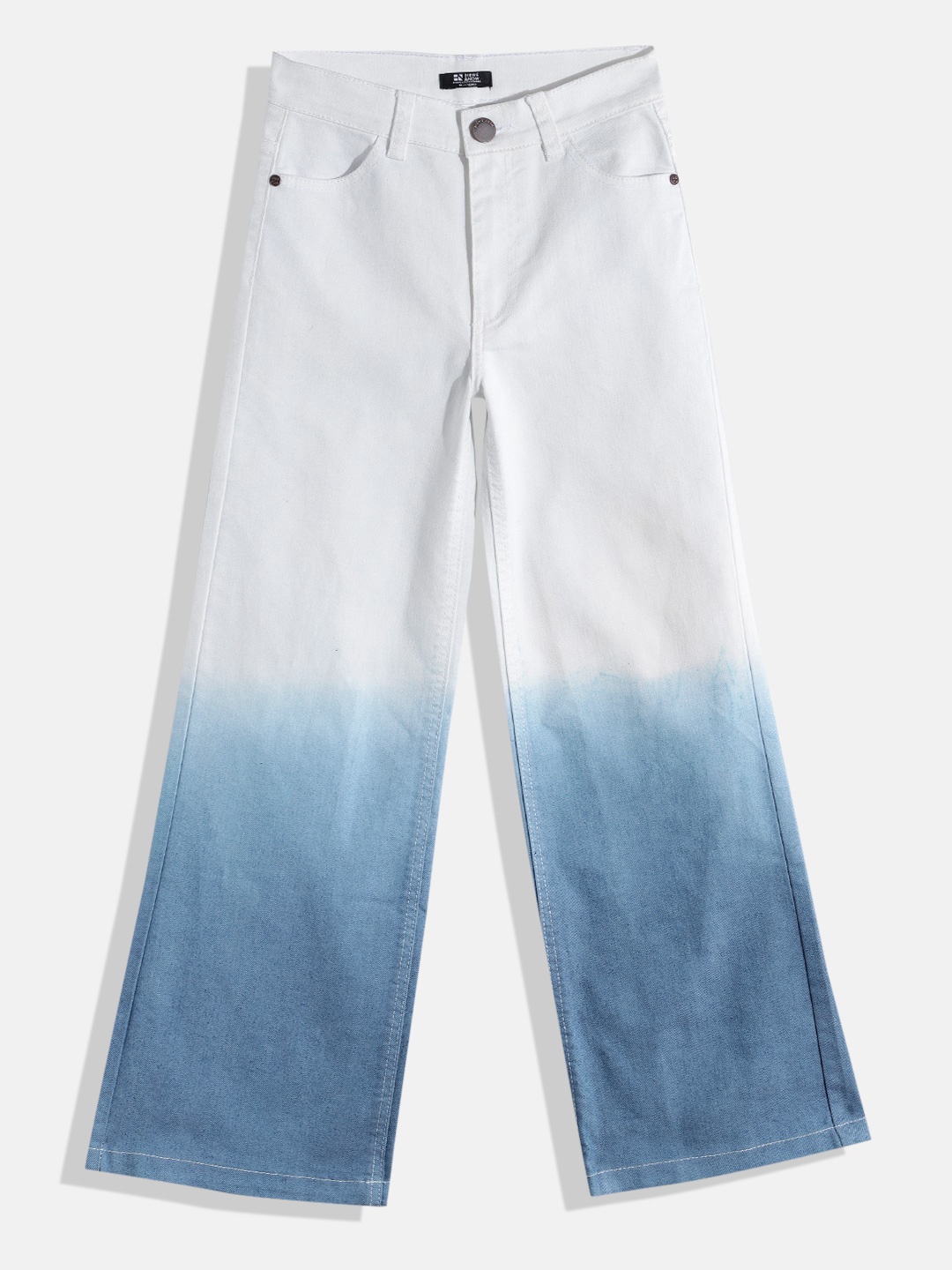 

HERE&NOW Girls Flared Heavy Fade Ombre Stretchable Jeans, Blue