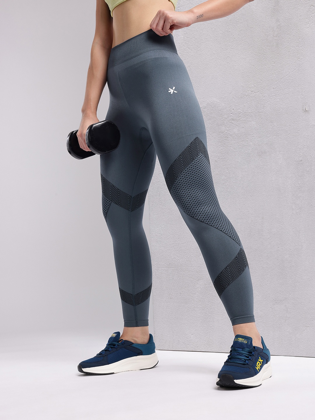 

HRX by Hrithik Roshan Women Rapid-Dry Structure Detail Training Tights, Grey