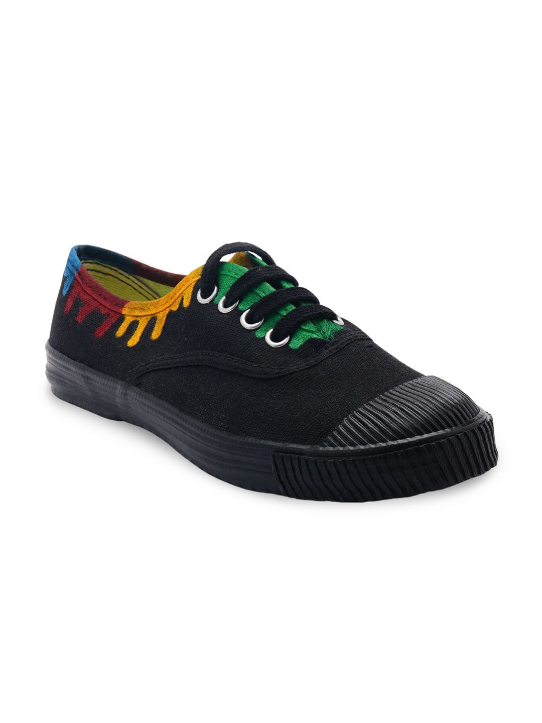 

Colour Kicks Women Black Melting Handpainted Canvas Sneakers