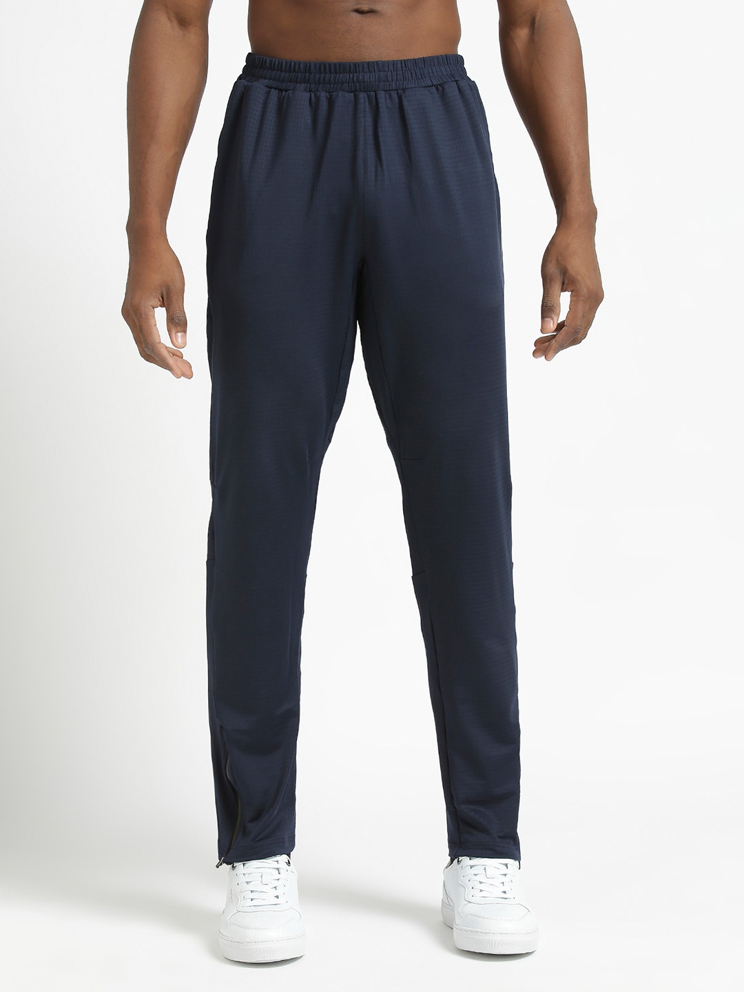

Hardik Pandya Mid Rise Quick Dry Breathable Ankle Zip Track Pants, Navy blue