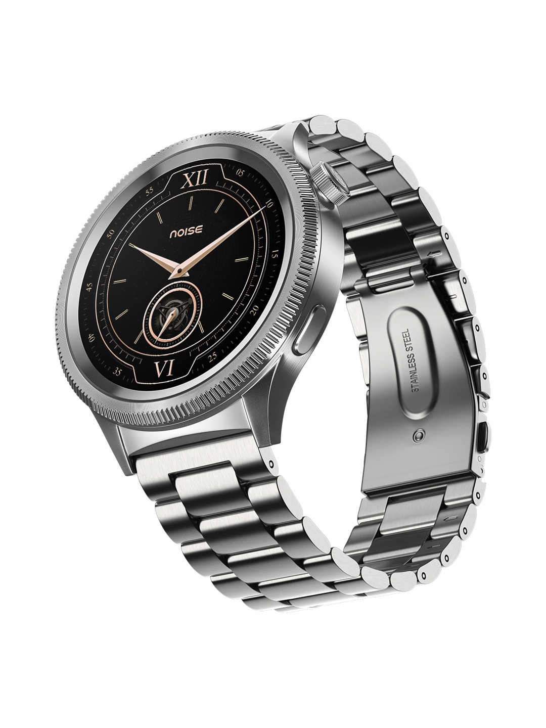 

NOISE Unisex Halo 2 Bluetooth Calling Smartwatch -wrb-sw-halo2-glossymtl-slvr-Elite Silver, Black