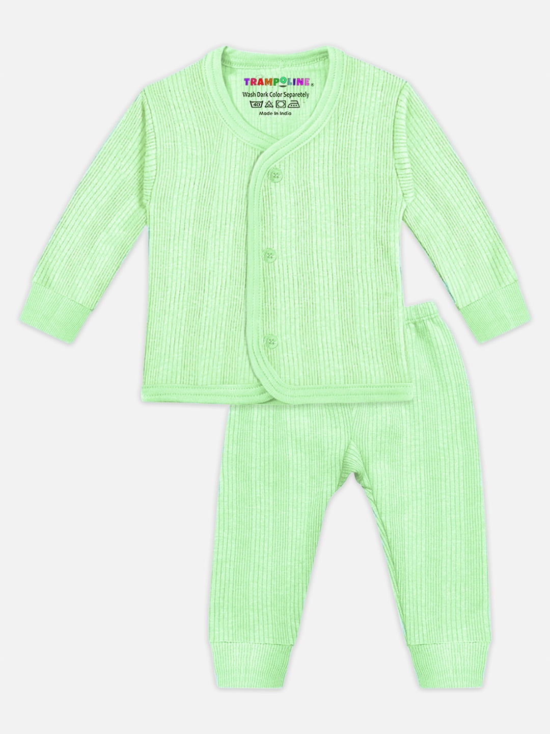 

YK X Trampoline Infants Striped Cotton Thermal Set, Green