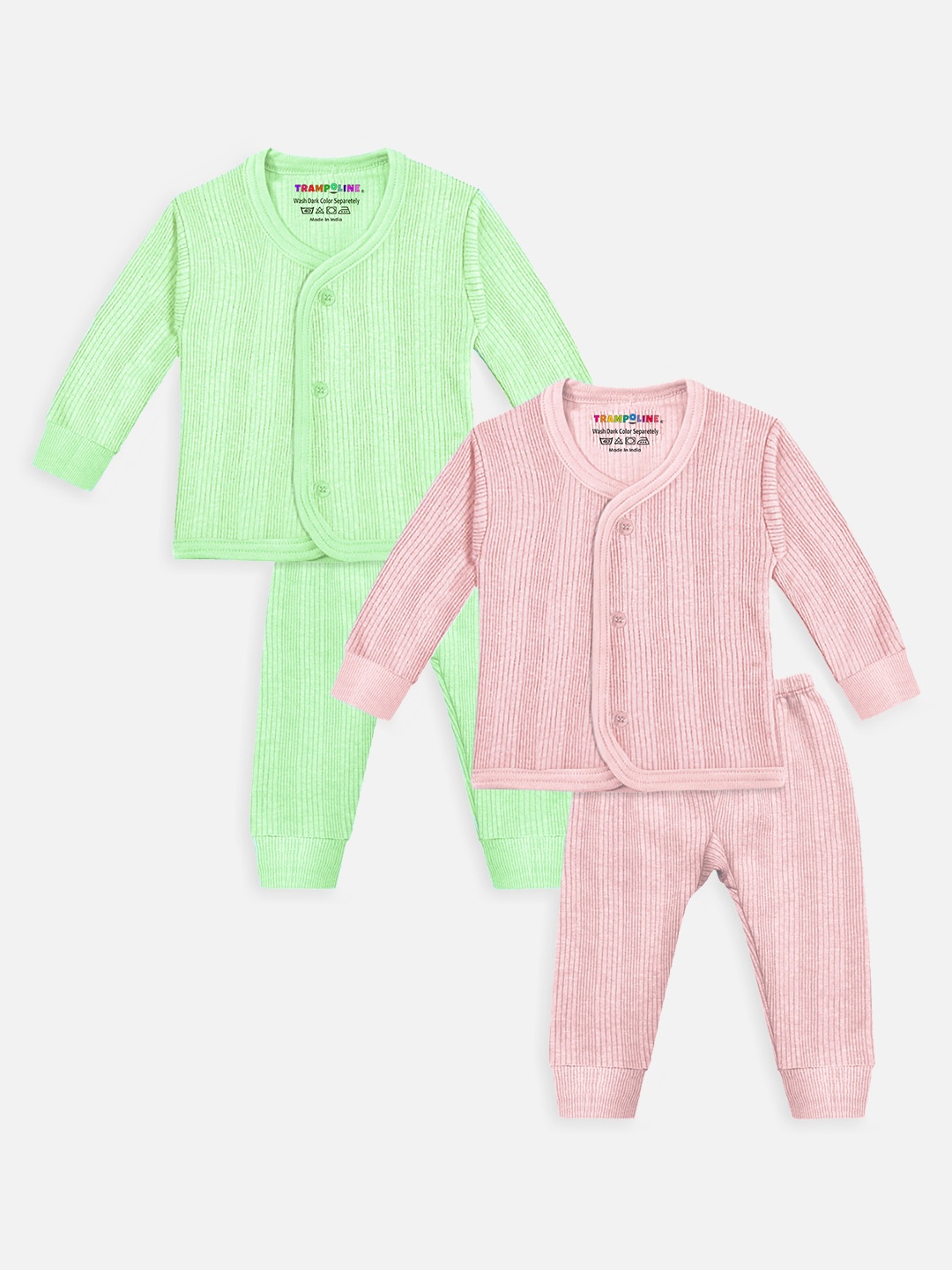 

YK X Trampoline Infants Pack Of 2 Cotton Thermal Set, Pink