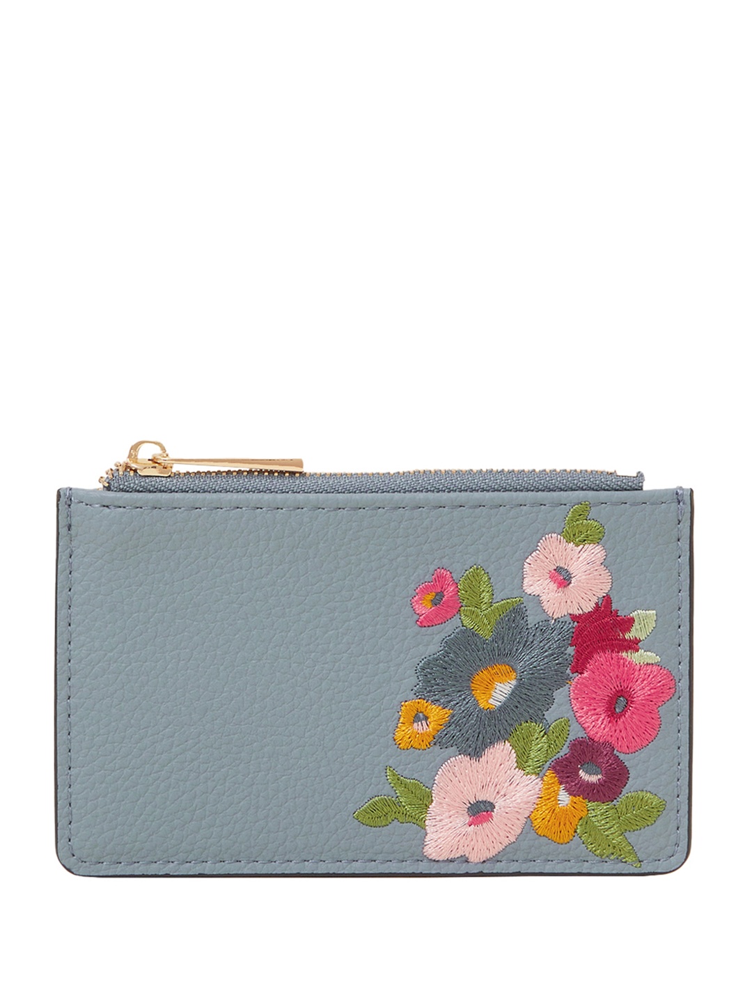 

Accessorize Women Floral Embroidered PU Card Holder, Blue
