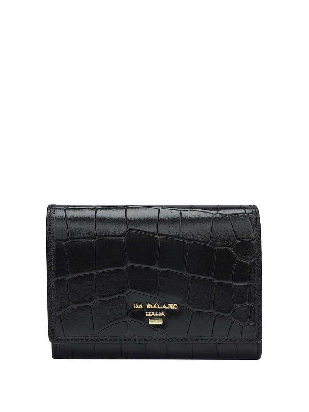 

Da Milano Women Textured Leather Envelope Wallets, Black