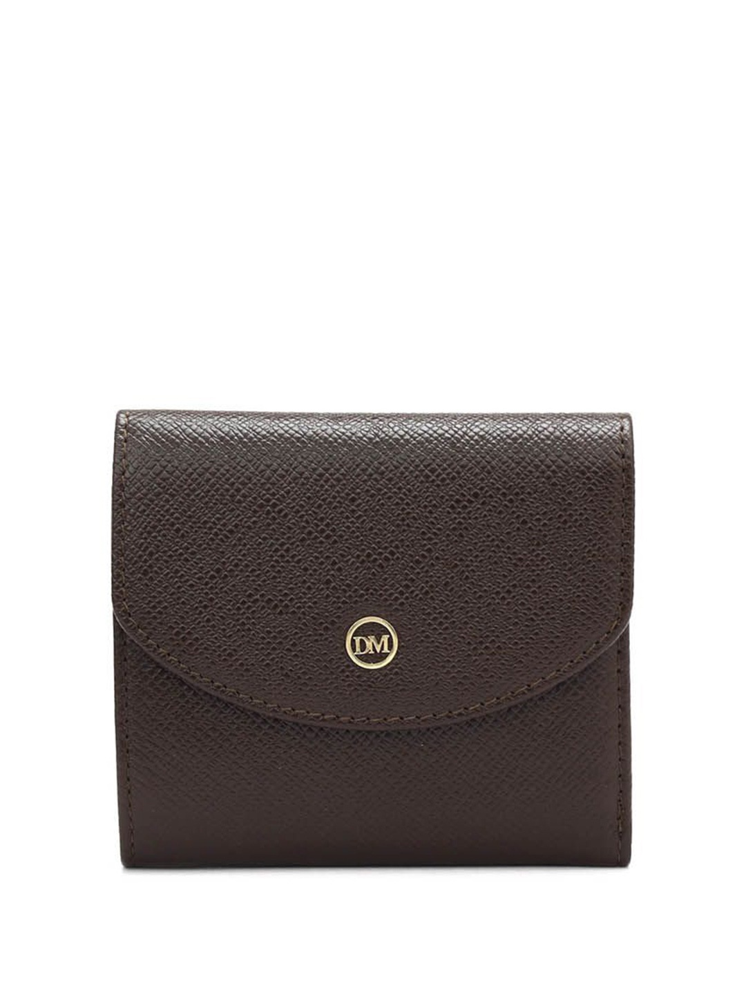 

Da Milano Women Textured Leather Three Fold Wallet, Brown