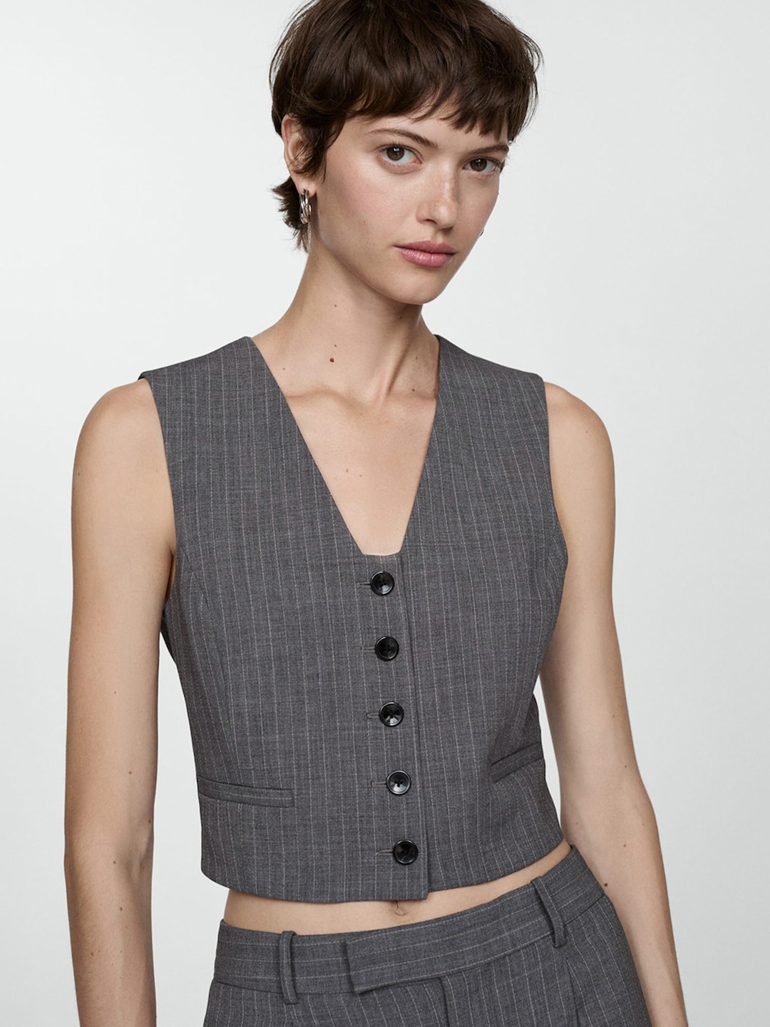 

MANGO Pinstripes Suit Waistcoat, Grey