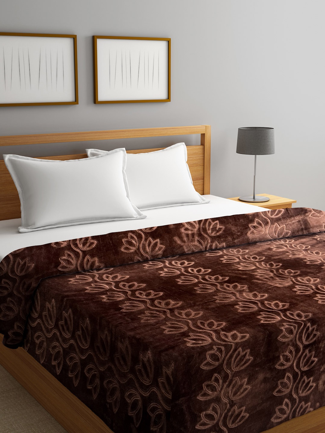 

Home Sizzler Brown Floral Mink 380 GSM Mild Winter Double Bed Blanket