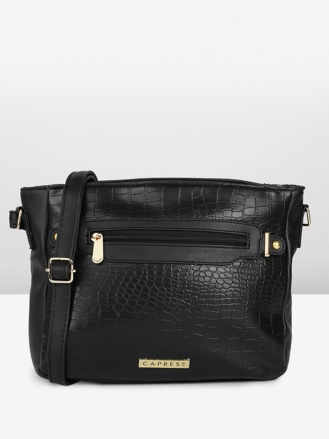 

Caprese Animal Textured Structured Shoulder Bag, Black