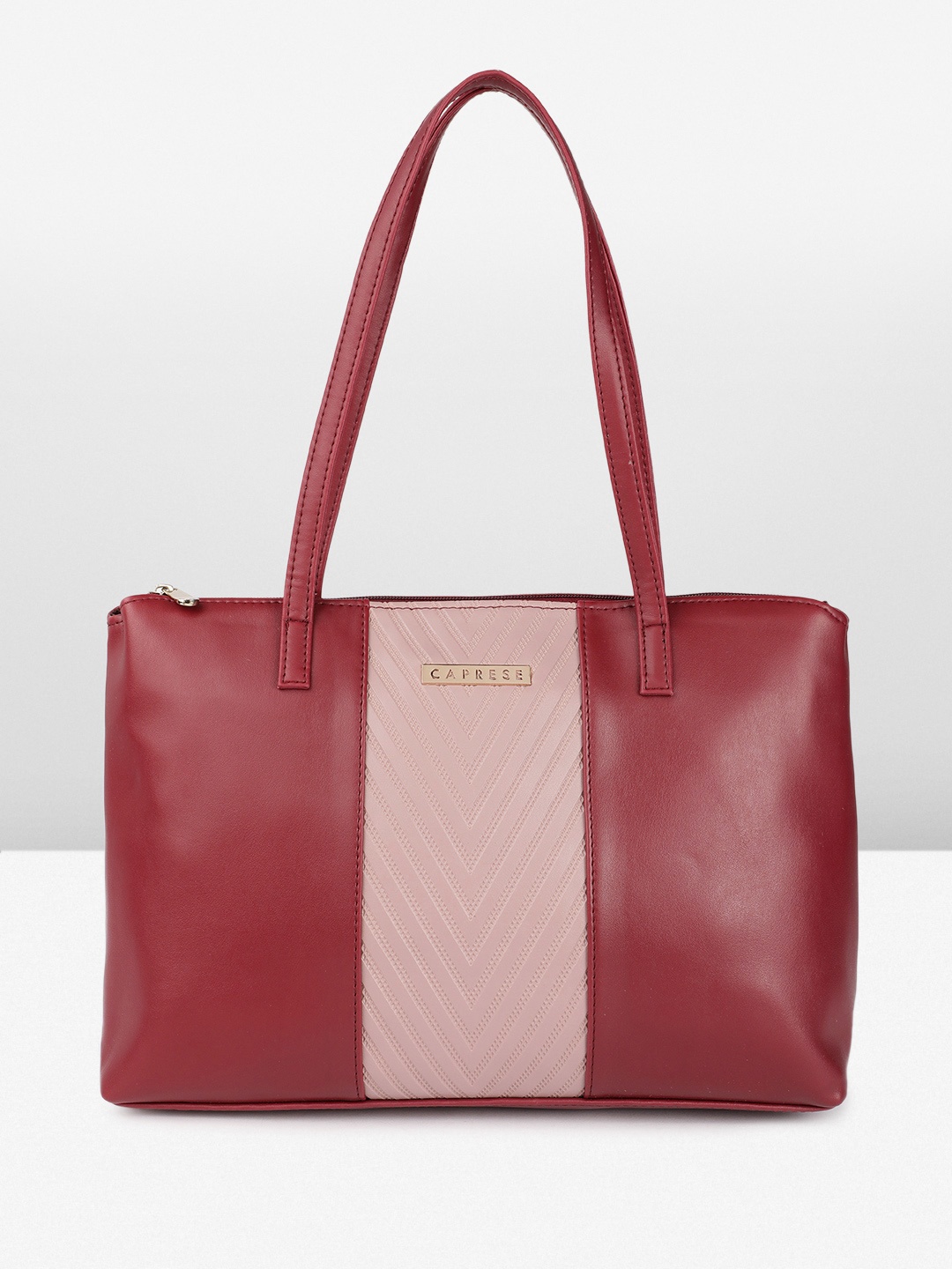 

Caprese Colourblocked Structured Shoulder Bag, Maroon