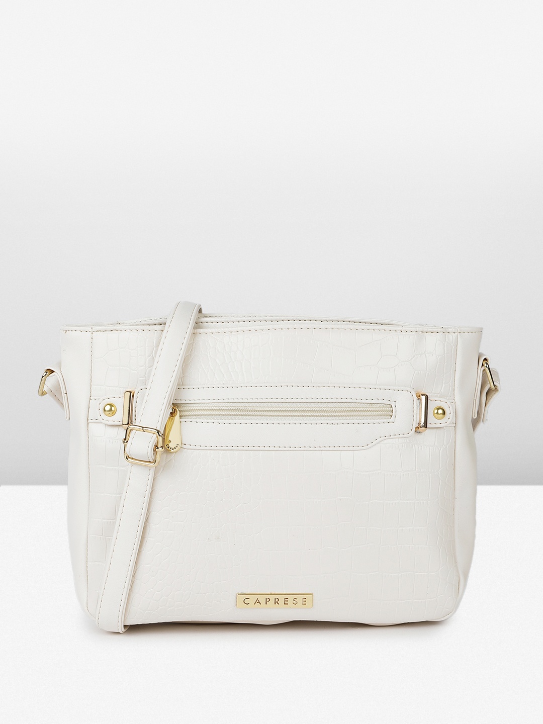 

Caprese Animal Textured Structured Shoulder Bag, White