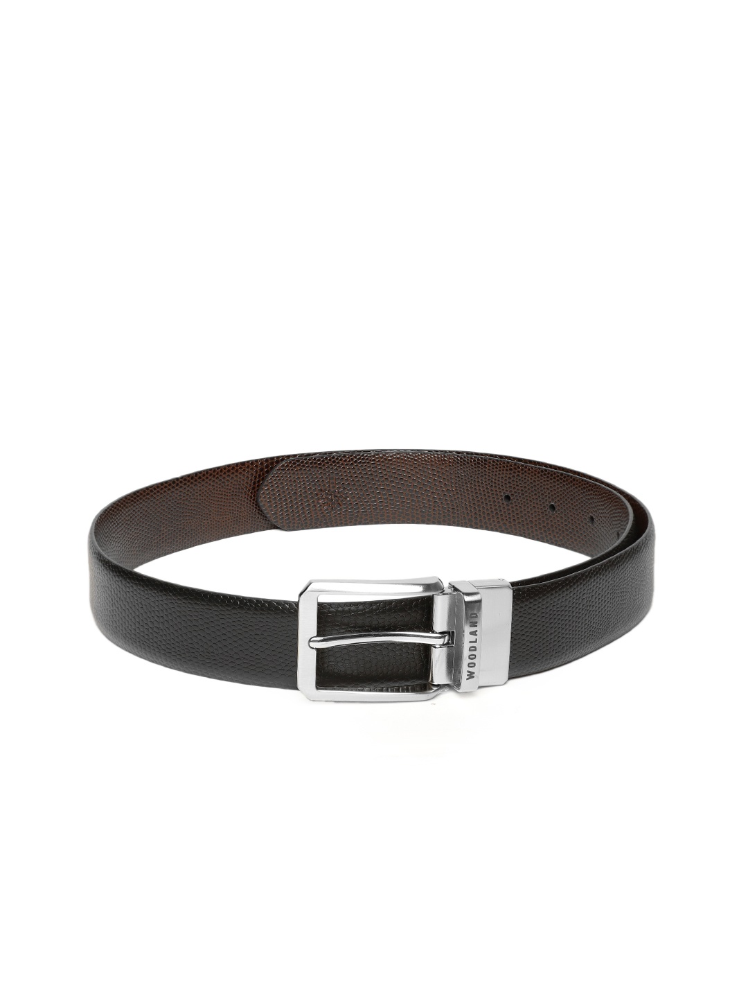 

Woodland Men Textured Leather Reversible Formal Belt, Black