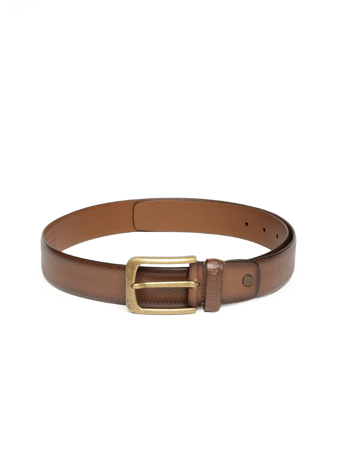 

Woodland Men Textured Leather Belt, Brown