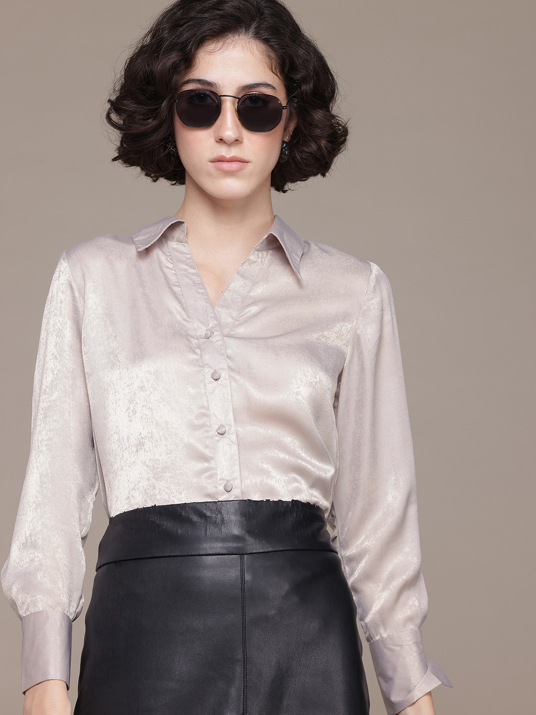

The Roadster Lifestyle Co. Satin-Finish Shirt, Beige