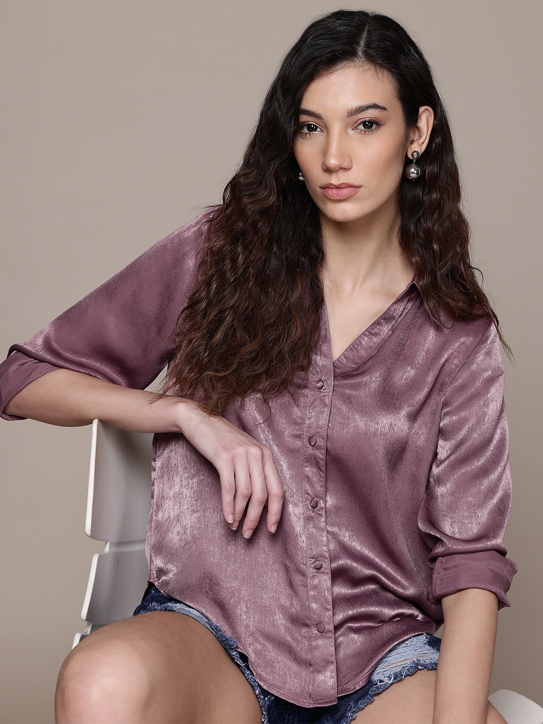 

The Roadster Lifestyle Co. Satin Finish Shirt, Mauve