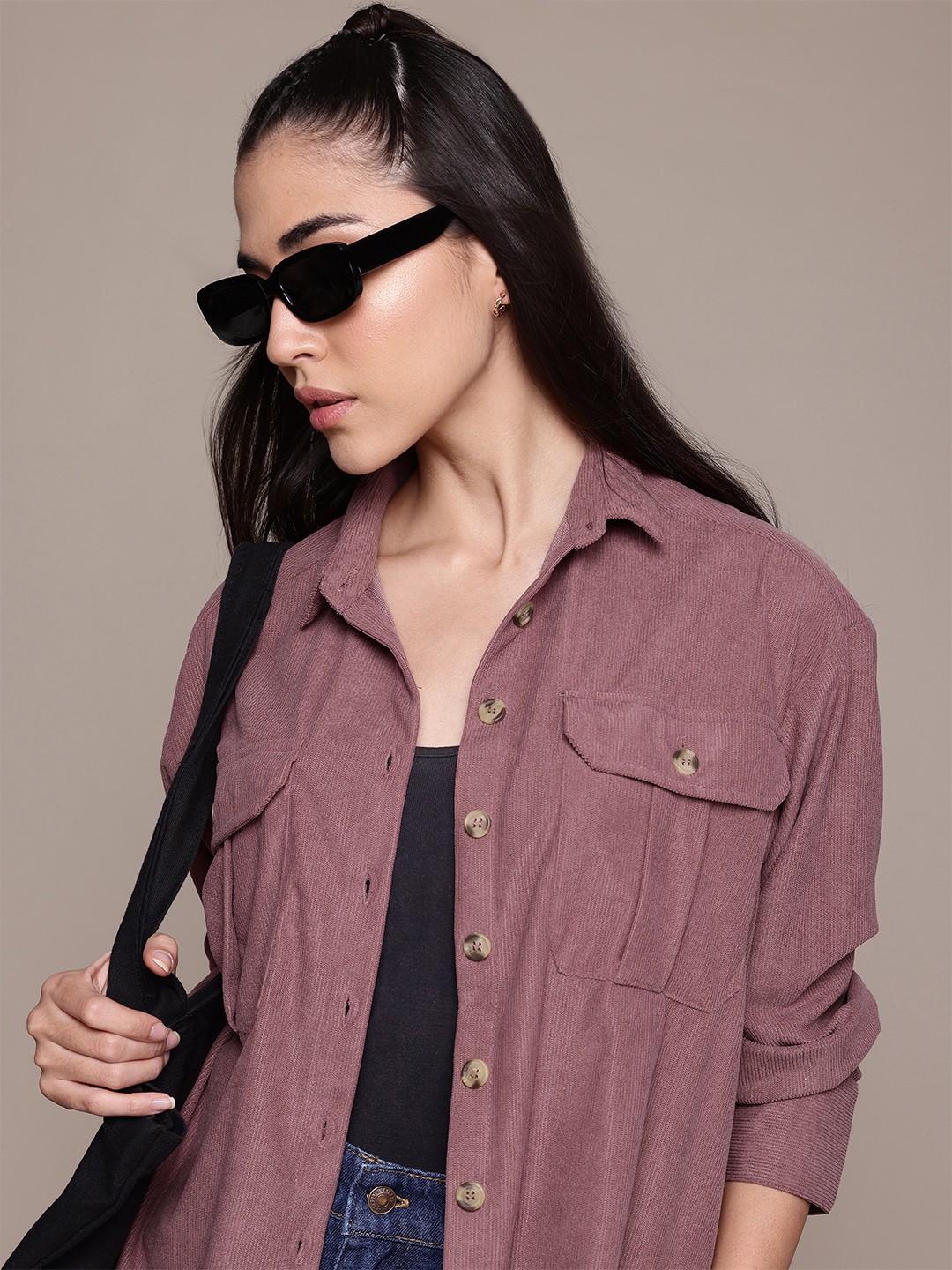 

The Roadster Lifestyle Co. Women Corduroy Casual Shirt, Rust