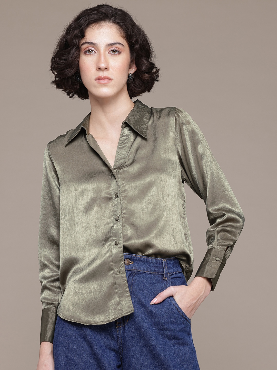 

The Roadster Lifestyle Co. Satin-Finish Shirt, Olive