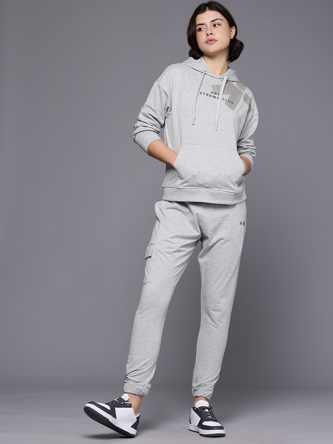 

HRX by Hrithik Roshan Women Printed Tracksuit, Grey