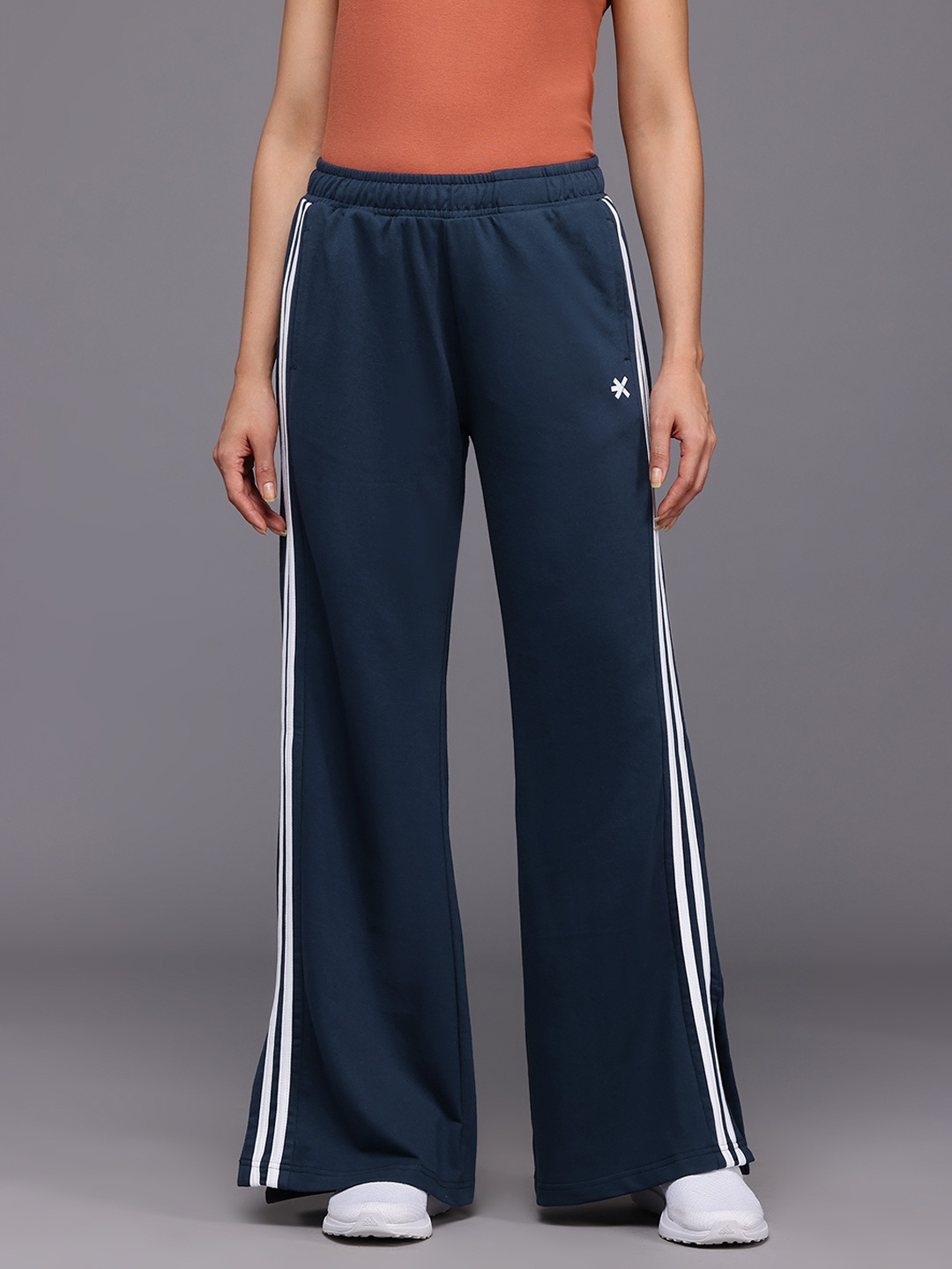 

HRX by Hrithik Roshan Women Lifestyle Track Pants with Striped-Detail, Navy blue