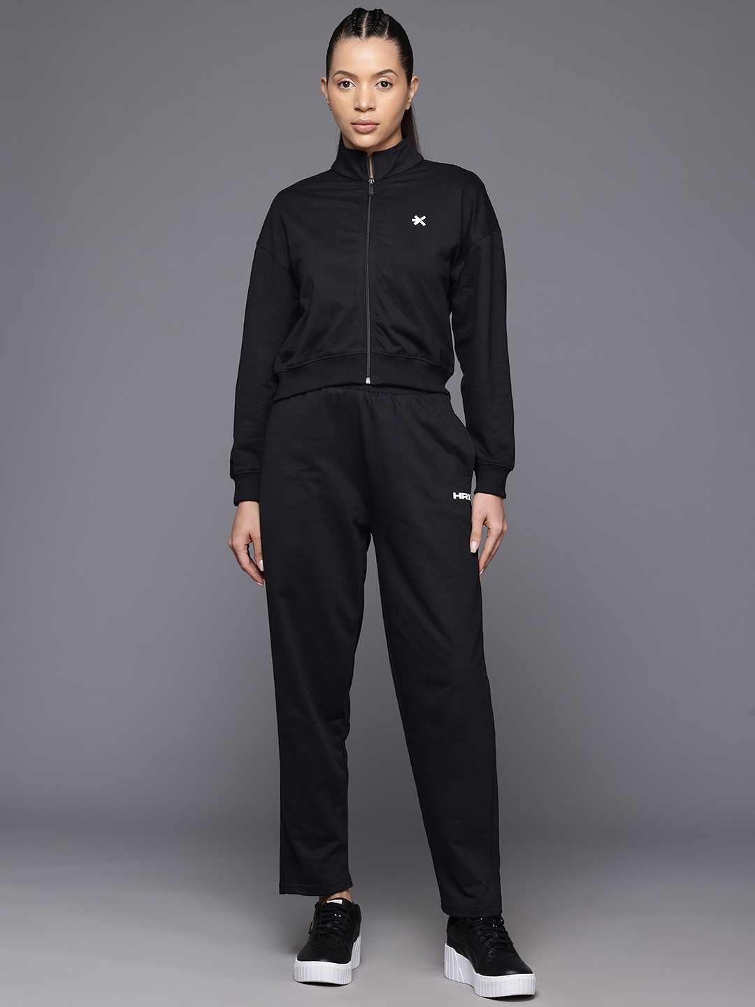 

HRX by Hrithik Roshan Brand Logo Detail Lifestyle Zip-Up Tracksuit, Black