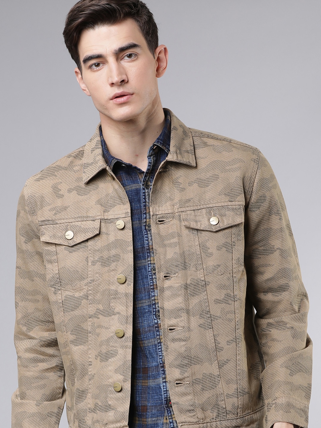 

HIGHLANDER Men Denim Jacket, Khaki