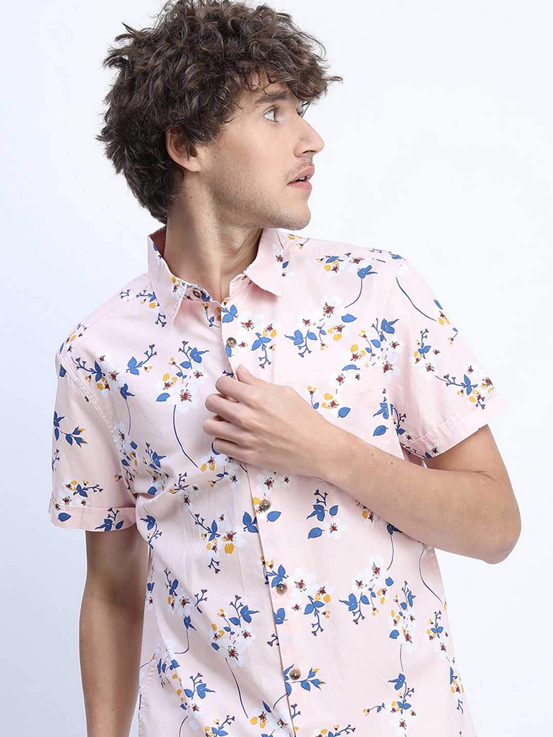 

HIGHLANDER Men Slim Fit Printed Shirt, Pink