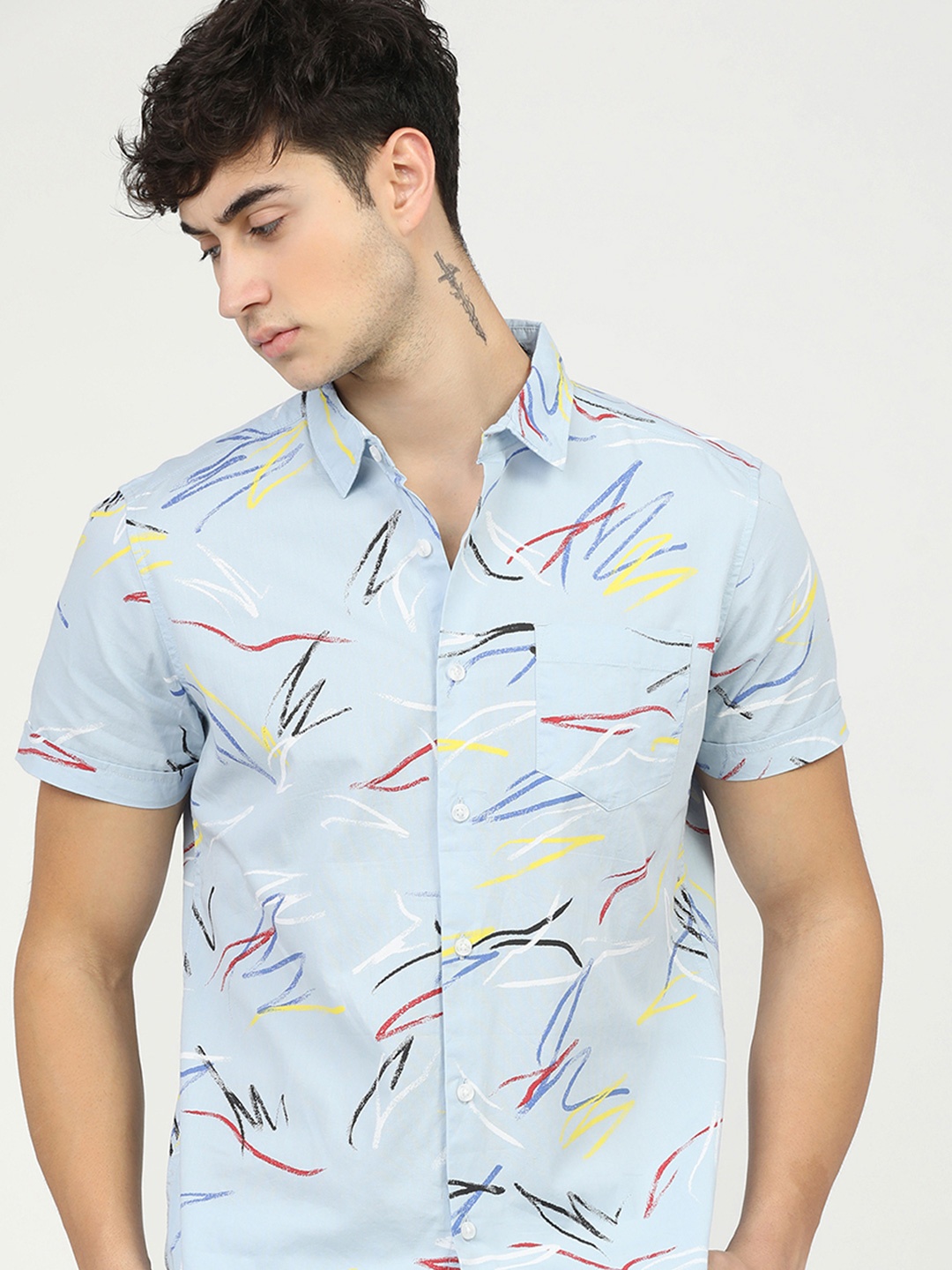 

HIGHLANDER Men Slim Fit Striped Shirt, Blue