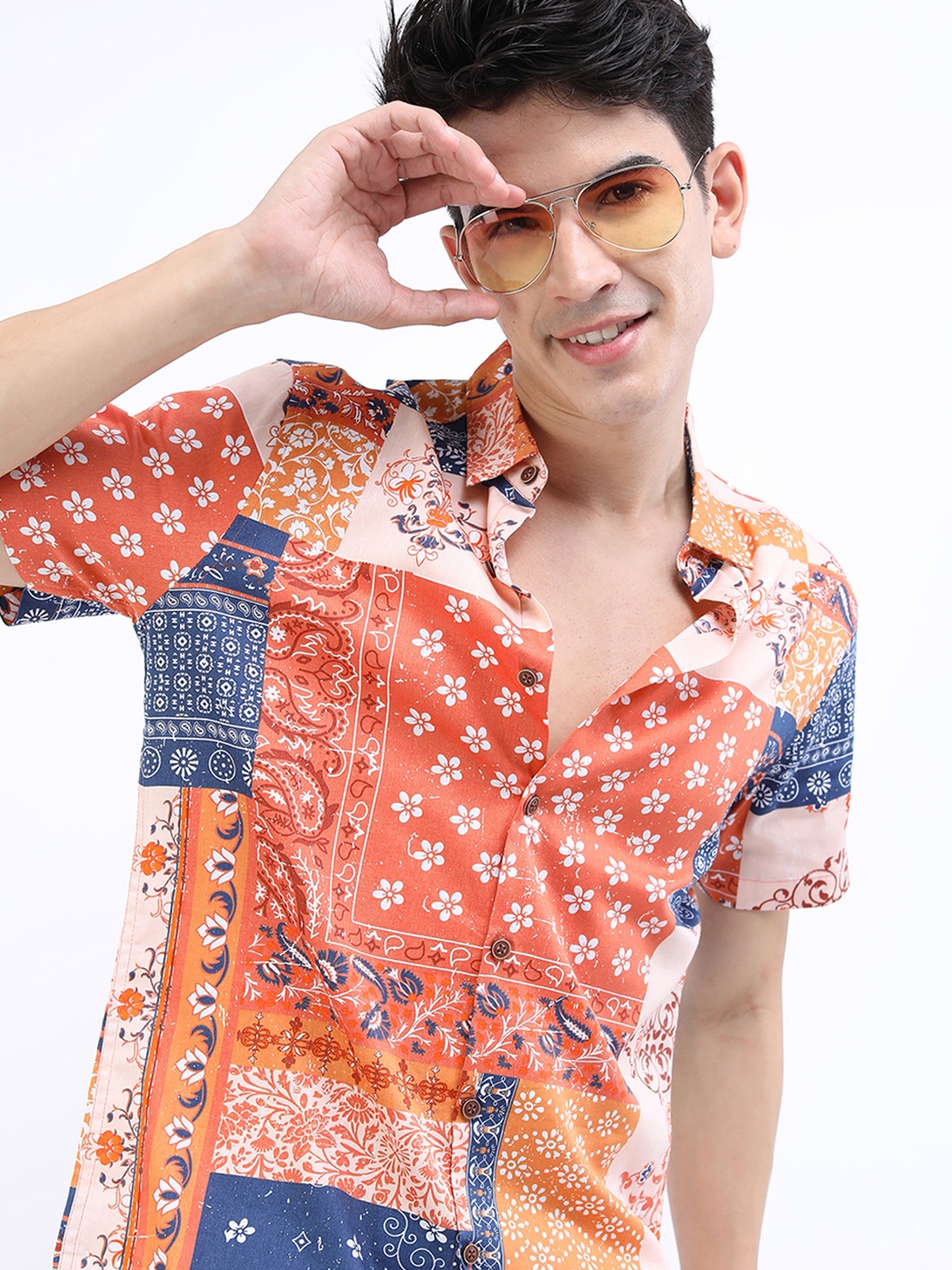 

Highlander Men Slim Fit Printed Shirt, Rust