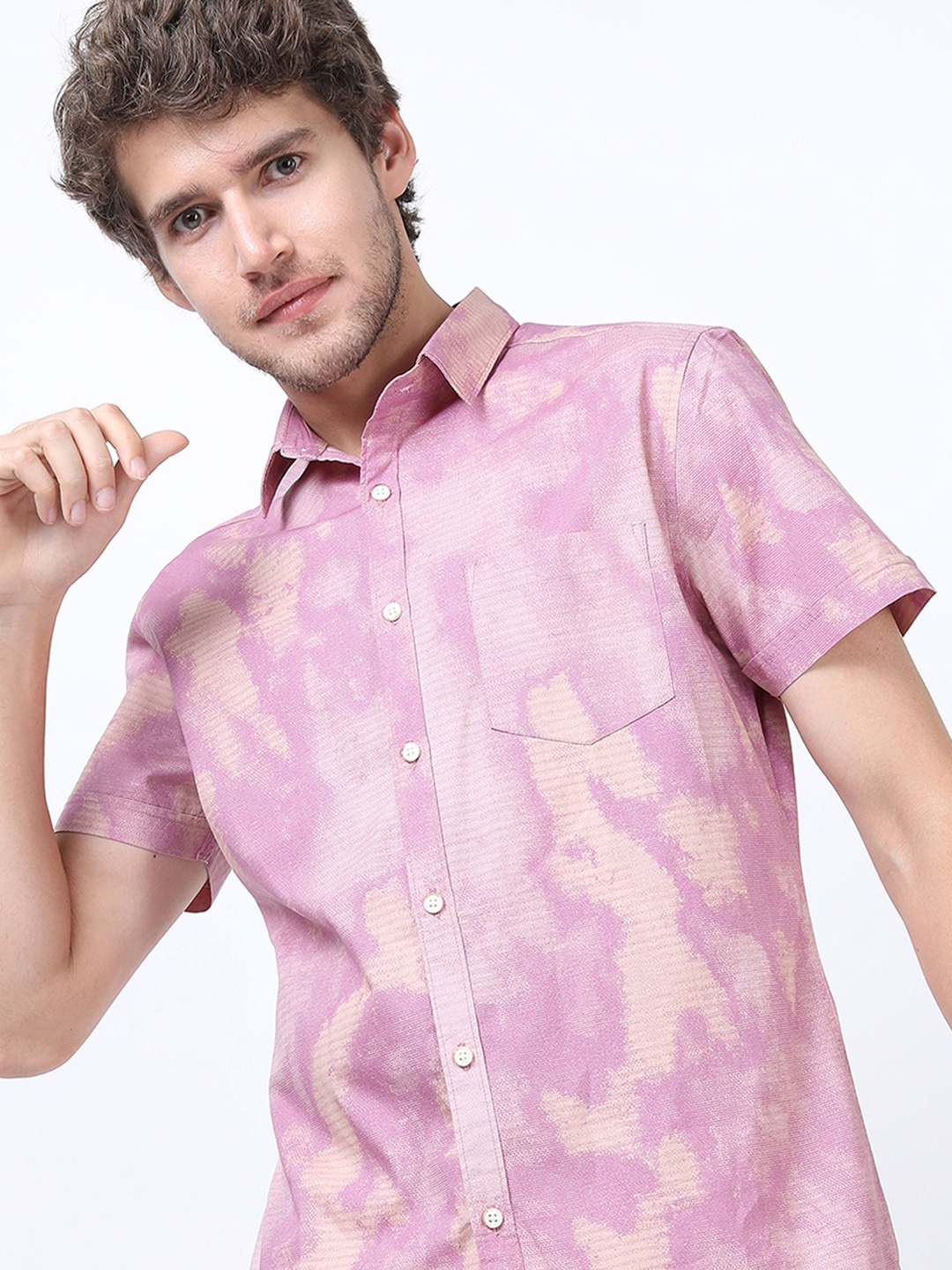 

HIGHLANDER Men Slim Fit Printed Shirt, Purple