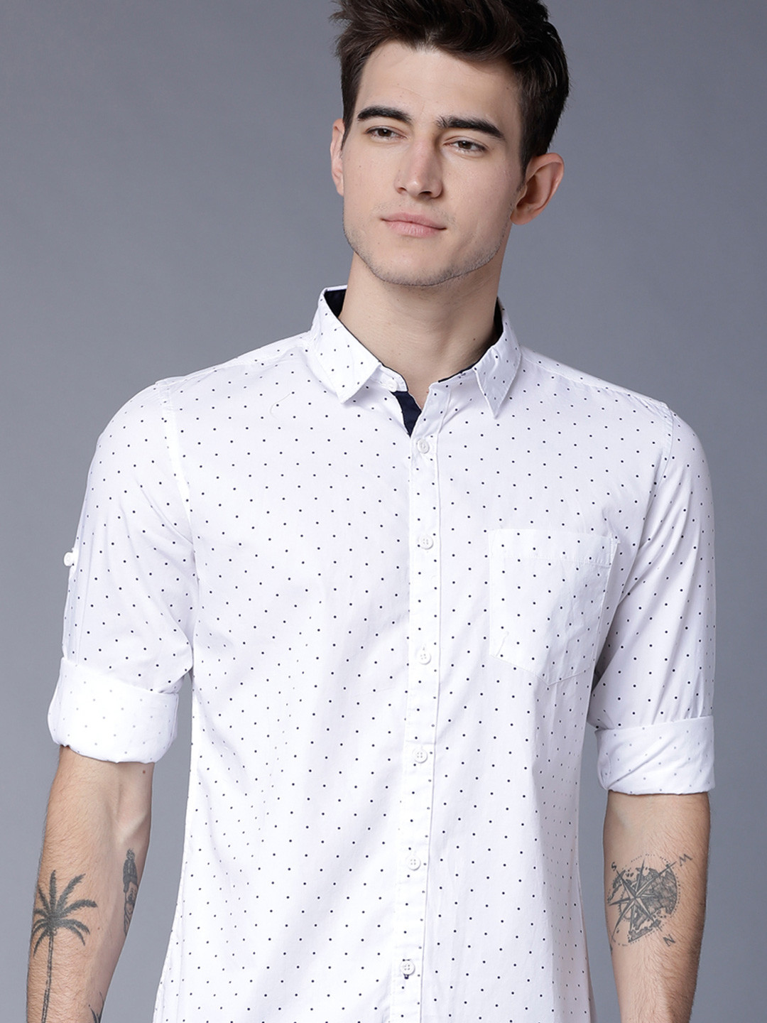 

HIGHLANDER Men Slim Fit Printed Shirt, White