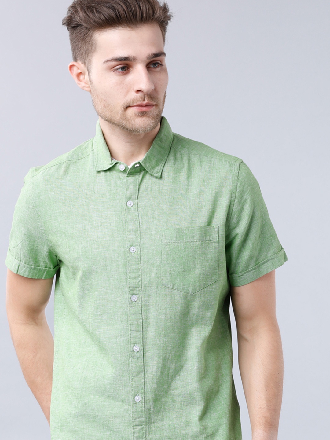 

HIGHLANDER Men Slim Fit Solid Casual Shirt, Green