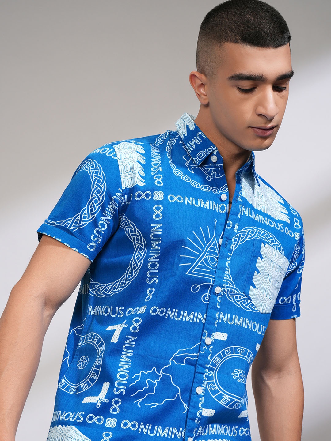 

Highlander Men Slim Fit Printed Shirt, Blue
