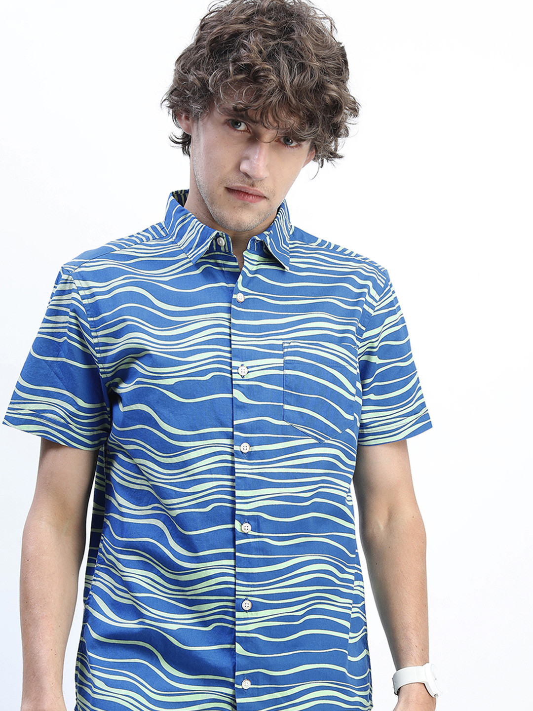 

HIGHLANDER Men Slim Fit Printed Shirt, Blue