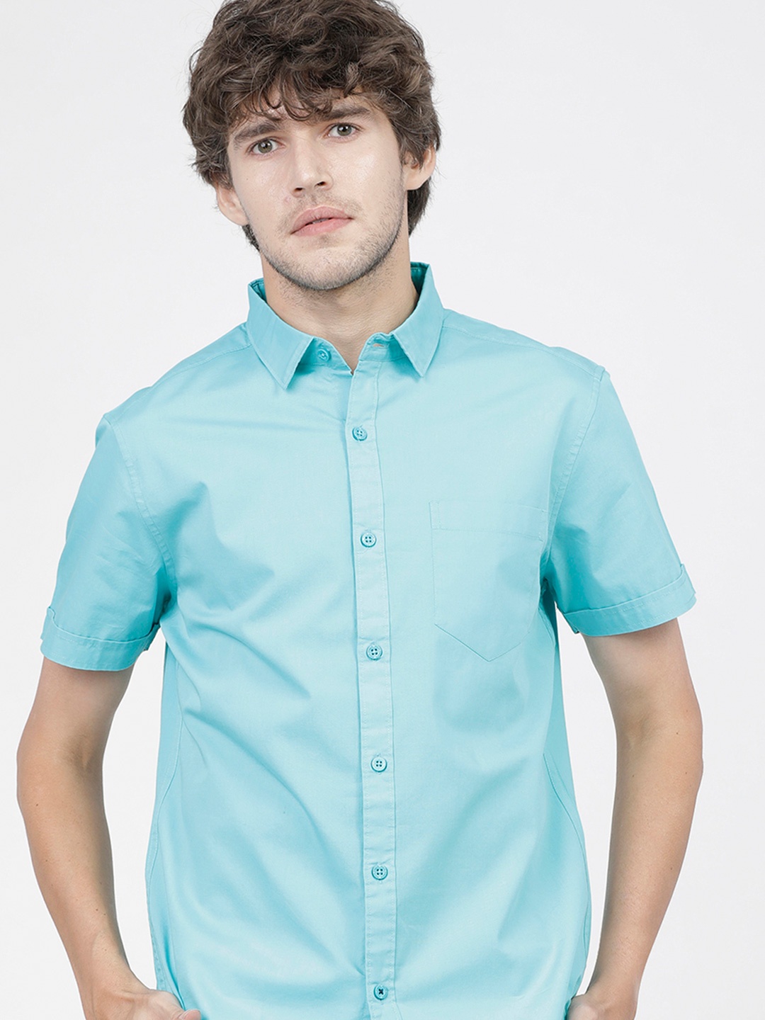 

HIGHLANDER Men Slim Fit Solid Casual Shirt, Blue