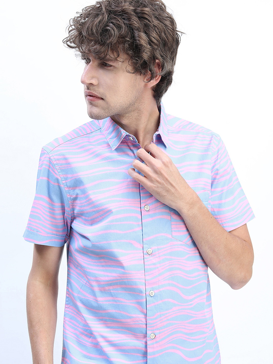 

Highlander Men Slim Fit Printed Shirt, Blue