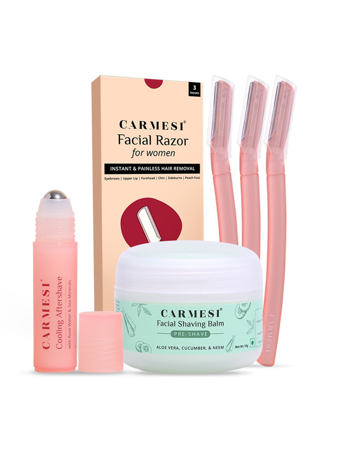 

CARMESI Pre Shave Balm With Face Razors & Aftershave Roll On, Na