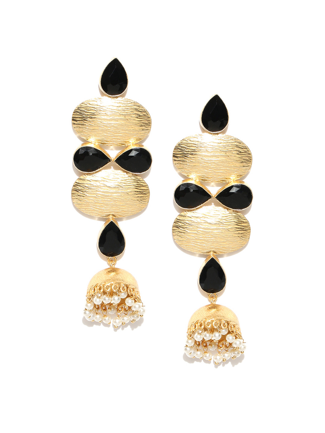 

Blueberry Gold-Toned & Black Dome Shaped Handcrafted Drop Earrings