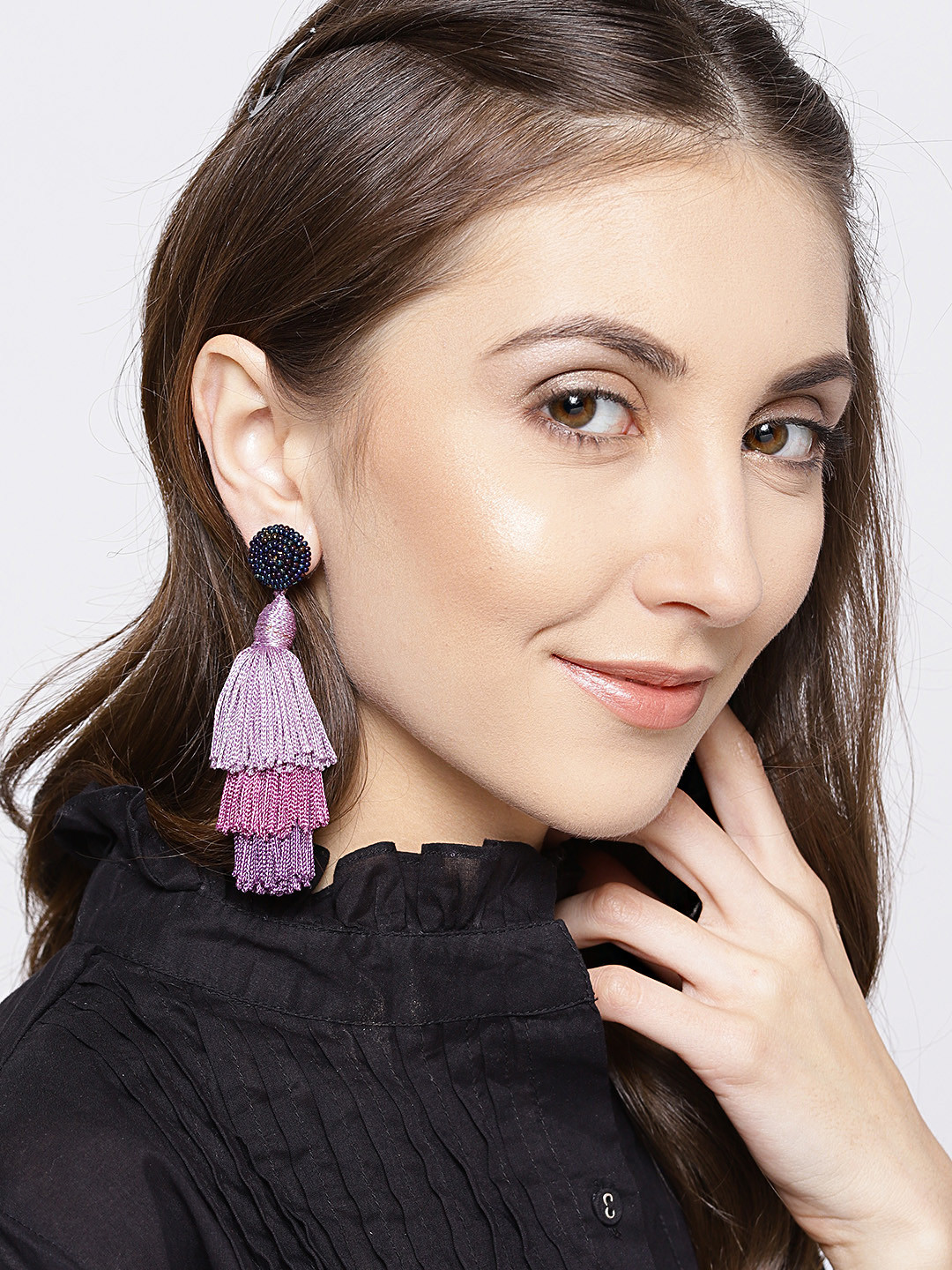 

Blueberry Purple Tasselled Drop Earrings