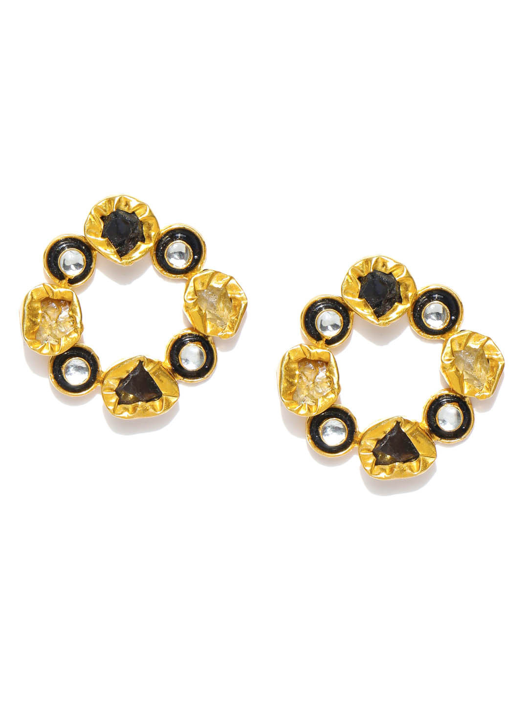 

Blueberry Gold-Toned & Black Handcrafted Circular Studs