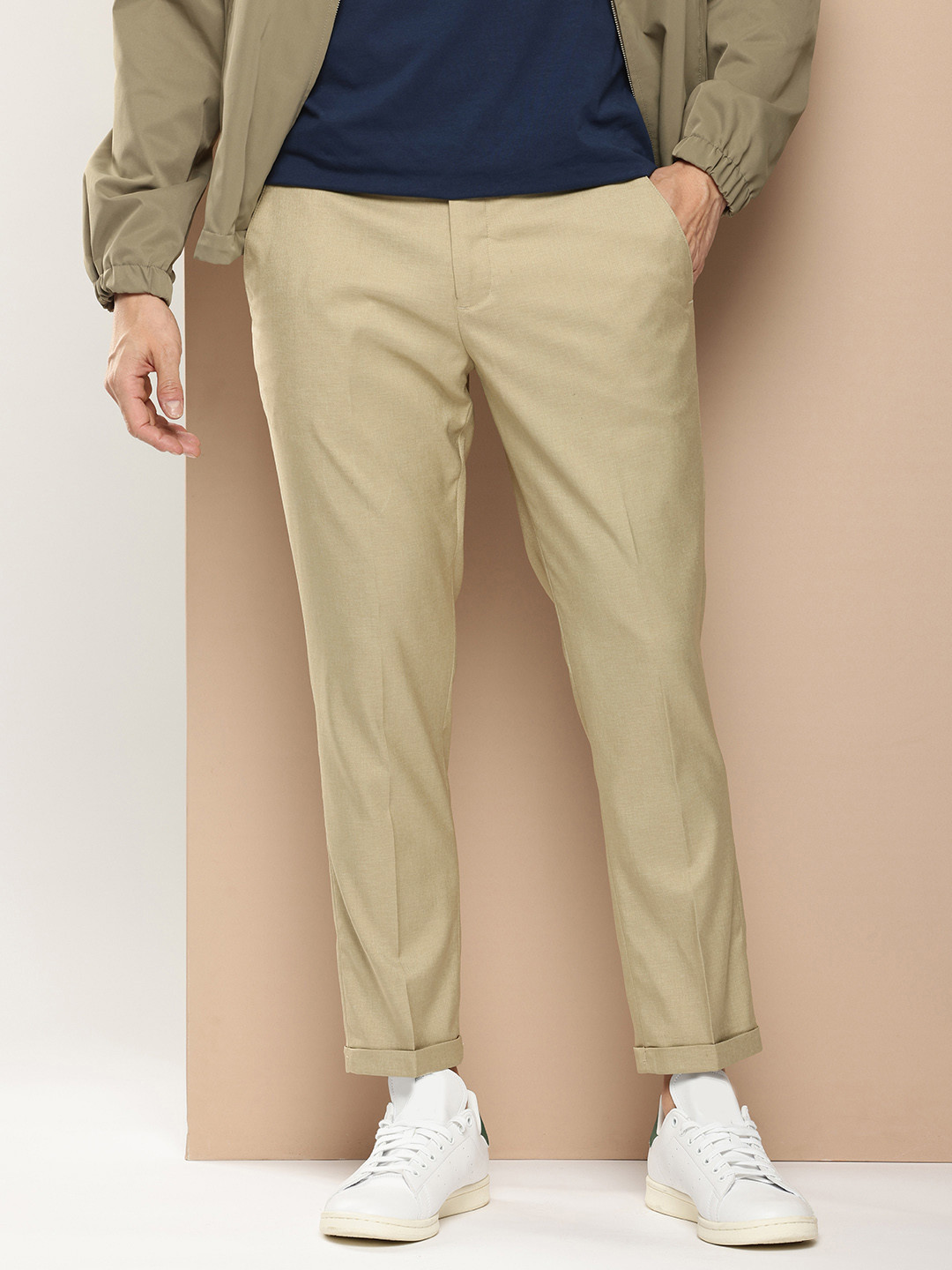 

encore by INVICTUS Men Regular Fit Trousers, Beige