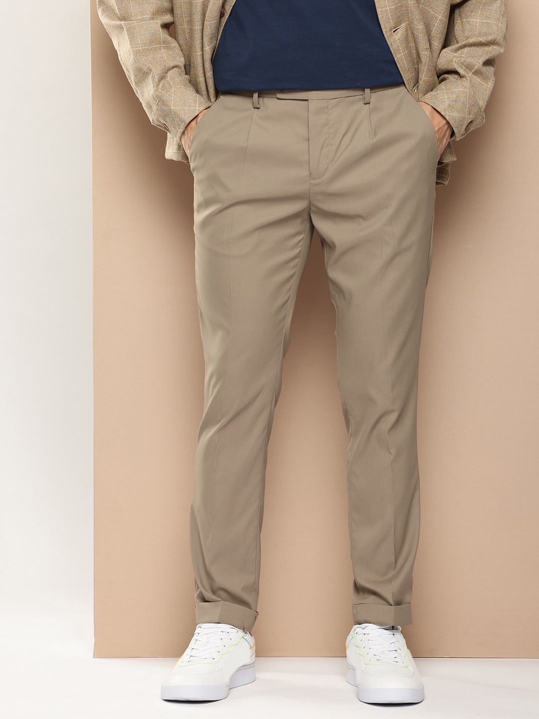 

encore by INVICTUS Men Regular Fit Trousers, Taupe