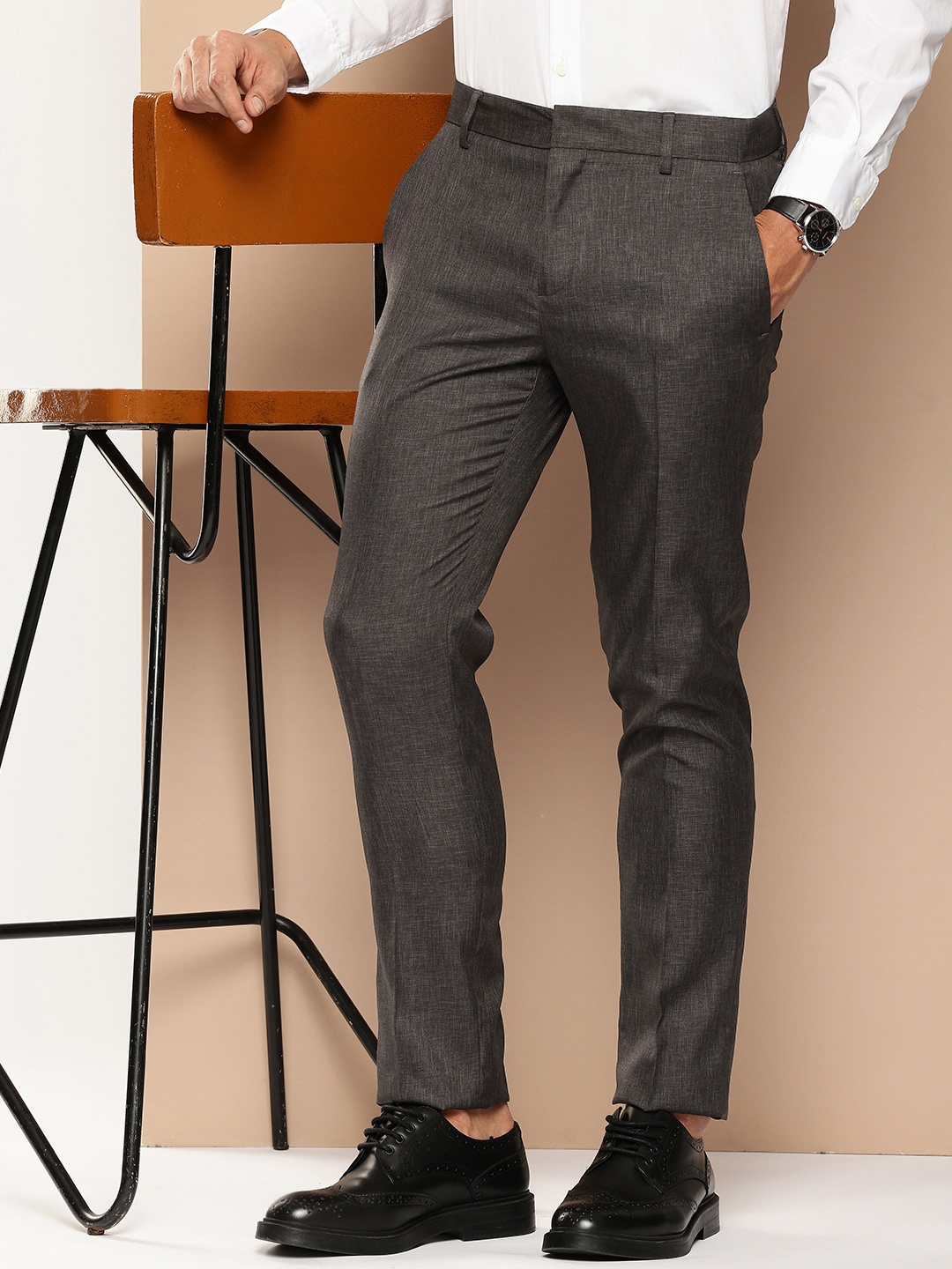 

encore by INVICTUS Men Formal Trousers, Charcoal