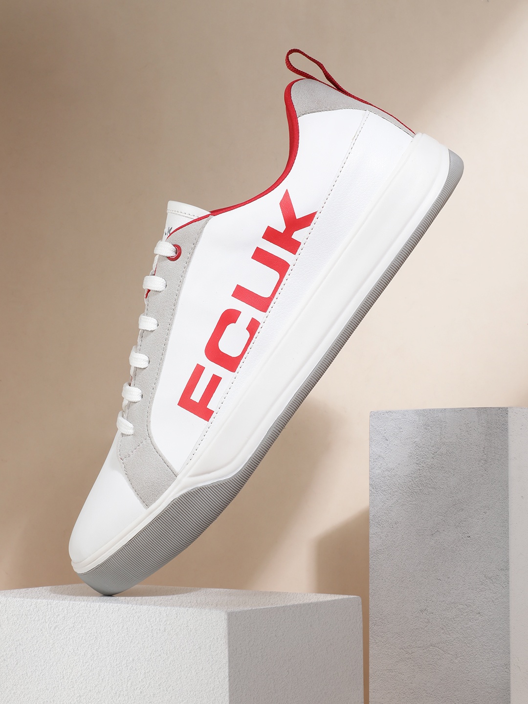 

FCUK Men Brand Logo Printed Sneakers, White