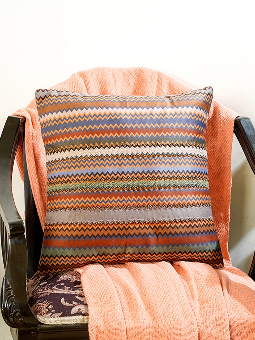 

Mid July Home Brown & Grey Chevron Embellished Beaded Velvet Square Cushion Cover