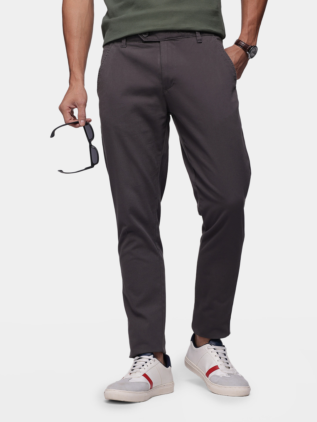 

French Connection Men Slim Fit Chinos Trousers, Grey
