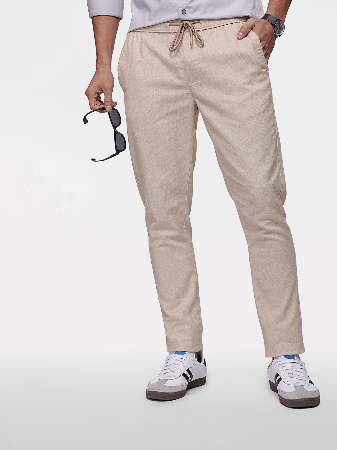 

French Connection Men Slim Fit Trousers, Beige