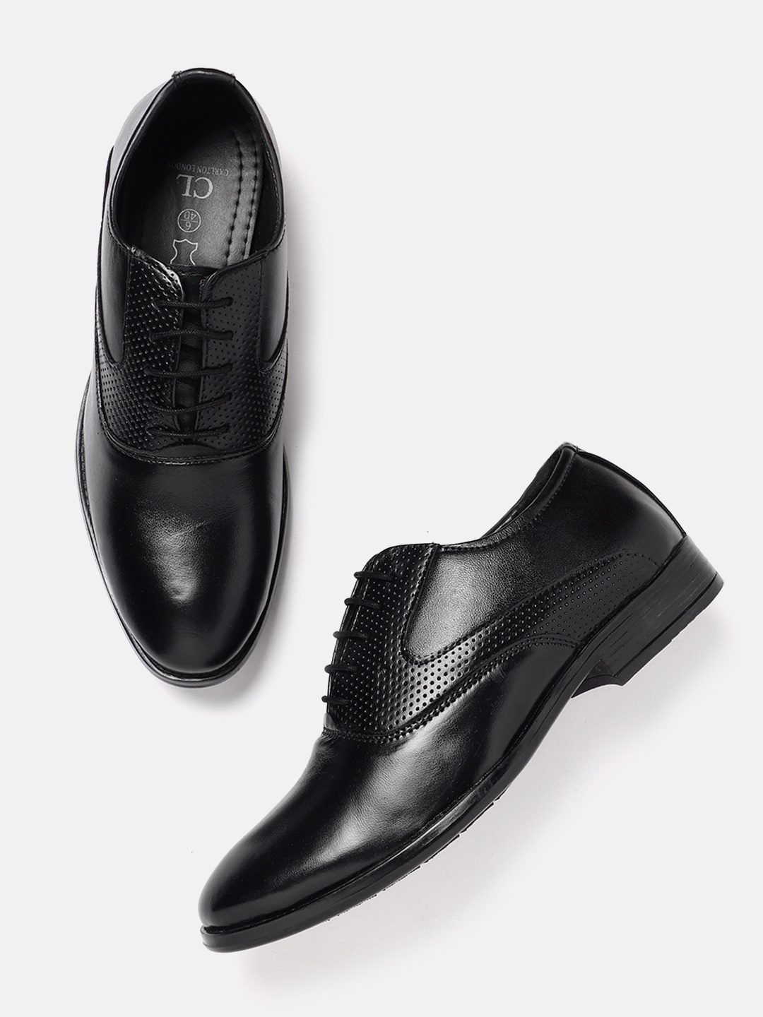 

Carlton London Men Leather Formal Oxfords, Black