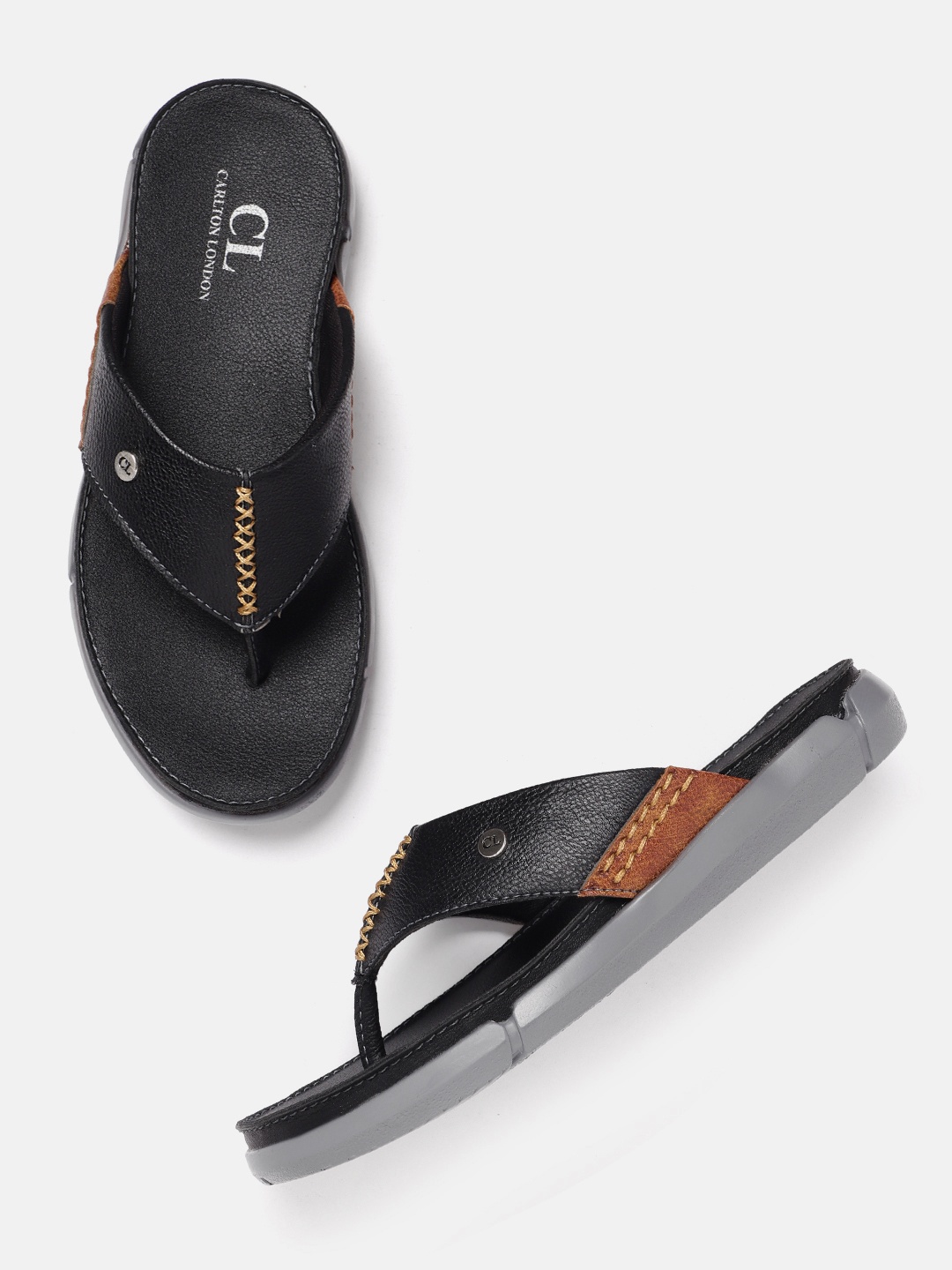 

Carlton London Men Comfort Sandals, Black